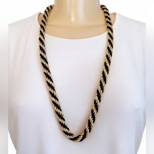 Vintage Black & Gold Twisted Rope Chain Necklace